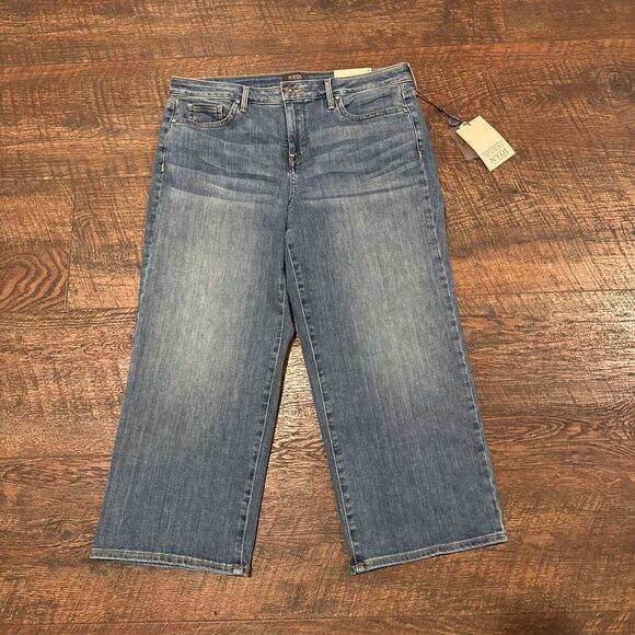 NYDJ Wide Leg Capri Jeans Rhodes Medium Wash Blue Denim Lift Tuck Size 12 New - Picture 14 of 14